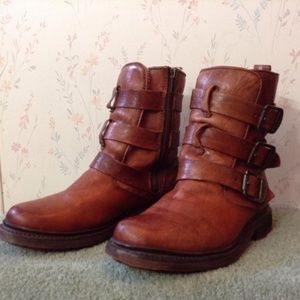 Frye Valerie Shearling Strappy Boots size 6.5